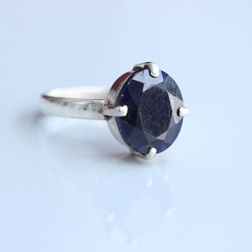 Blue sapphire silver ring, September birthstone jewelry Gift