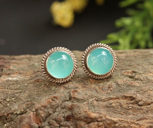 Bridesmaid gifts Blue chalcedony silver