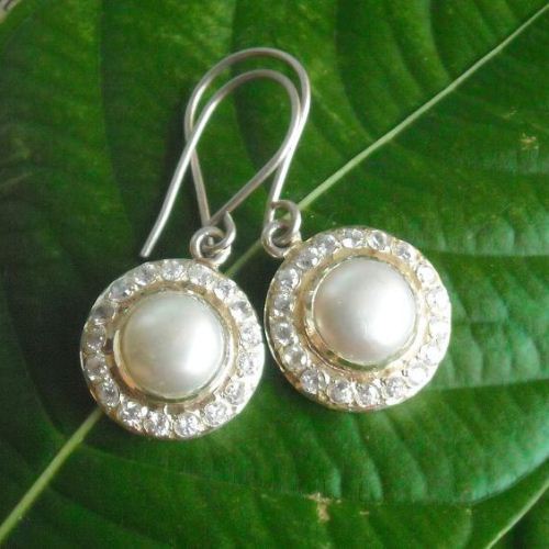 Bridal Pearl earrings sterling silver
