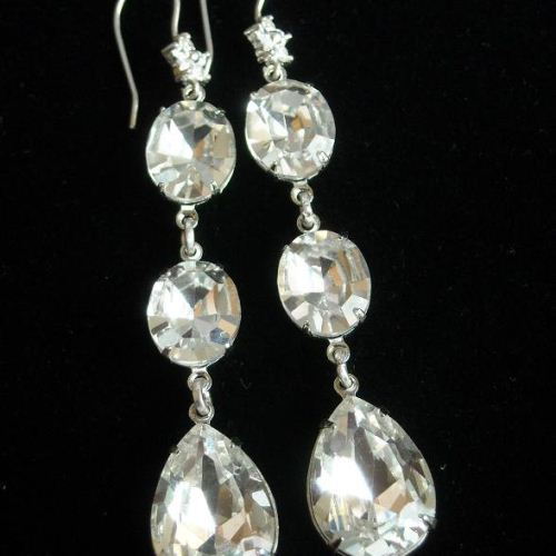 Bridal crystal earrings, Bridal earrings, Bridal jewelry, Wedding earrings , Crystal earrings,sterling silver