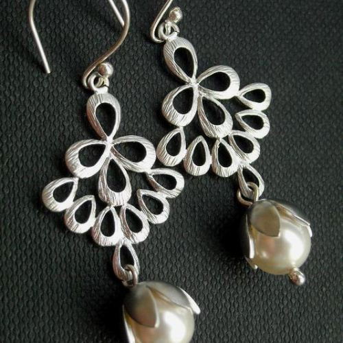 Bridal earrings, wedding jewelry, bridal jewelry, bridal pearl earring,Sterling silver earrings