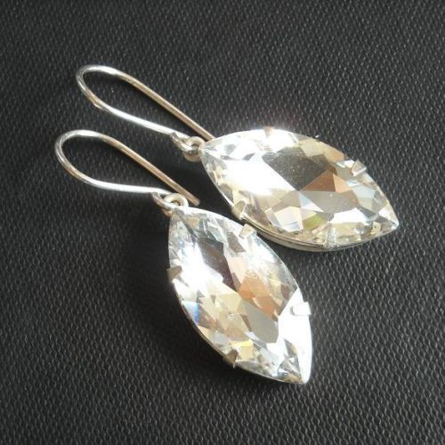 Bridal marquise earrings jewelry - crystal wedding jewelry - silver