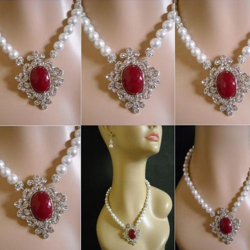 Bridal necklace earrings, Pearl necklace, Swarovski crystal necklace, Sterling silver jewelry,wedding jewelry