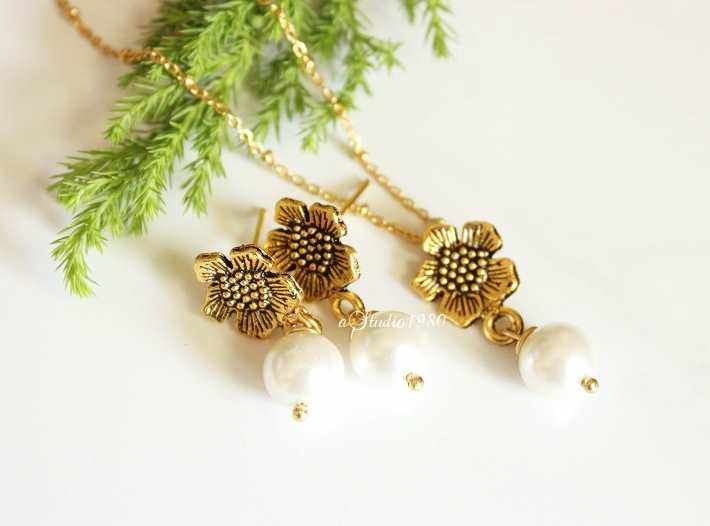 Bridesmaid jewelry sets of 5 - Bridesmaid gifts - Pearl set