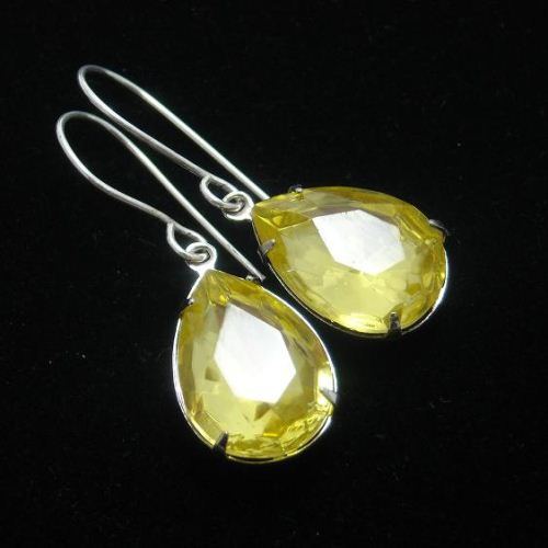 Canary Yellow earrings, Bridal crystal earrings, Bridesmaid earrings, Bridal earrings, Bridal jewelry, Wedding earrings