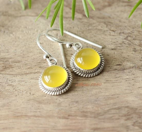Canary yellow earrings, Bridesmaid gifts  silver gemstone jewelry