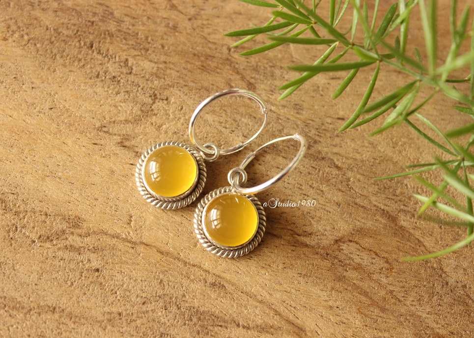 Canary yellow earrings, Bridesmaid gifts  silver gemstone jewelry