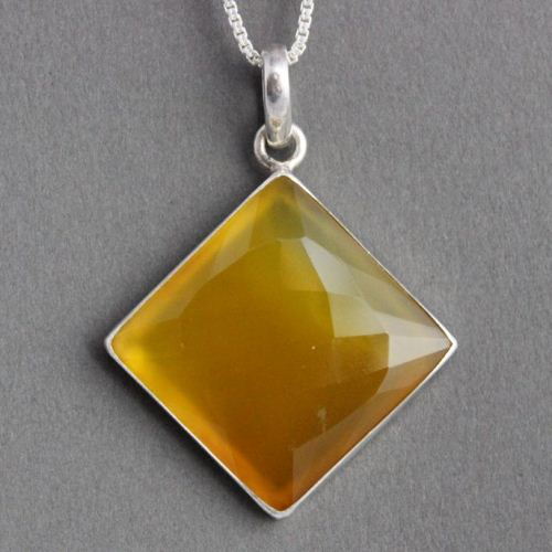 Canary yellow pendant necklace Gemstone