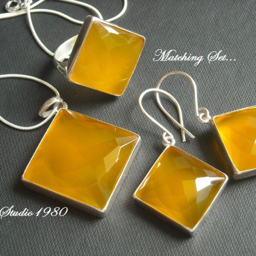 Canary yellow pendant necklace - Gemstone silver yellow chalcedony