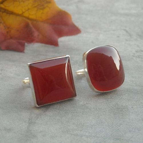 Carnelian jewelry - carnelian vermeil ring - handmade square shape