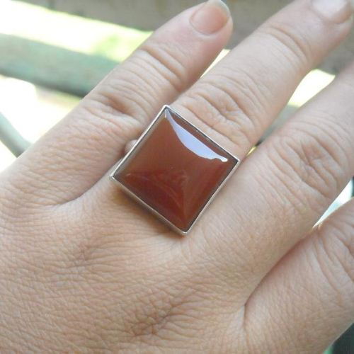 Carnelian stone ring, Silver carnelian ring, Artisan Red ring