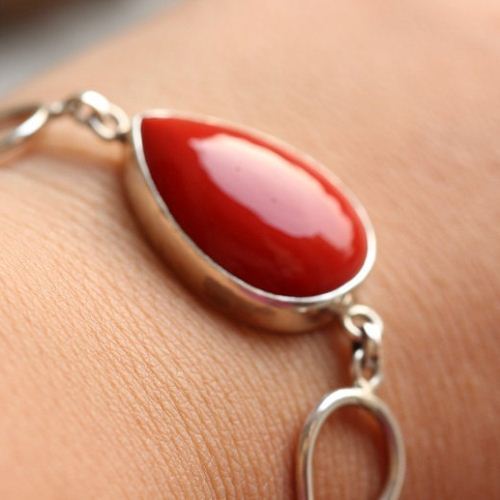 Coral bracelet - Sterling silver bracelet - Artisan handmade gifts