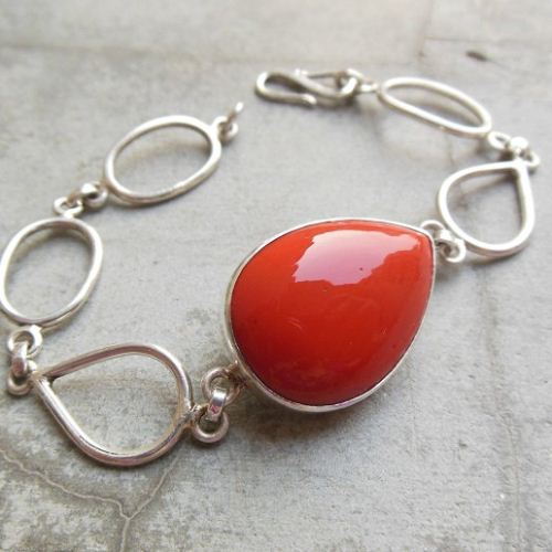 Coral bracelet - Sterling silver bracelet - Artisan handmade gifts
