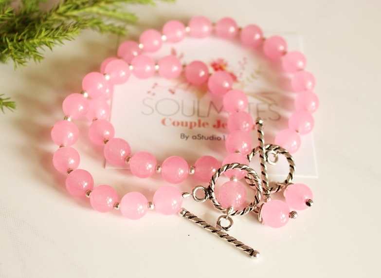 Couples bracelet 2 rose quartz