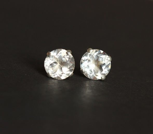 Crystal Earrings, Prong post earrings, crystal silver studs