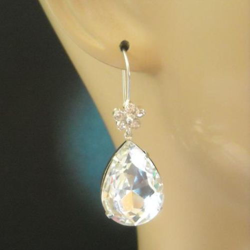 Crystal bridal earrings, Sterling silver bridal jewelry
