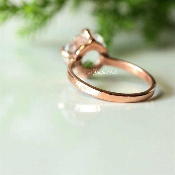 Crystal ring - 14k Rose gold ring - solitaire ring - engagement 