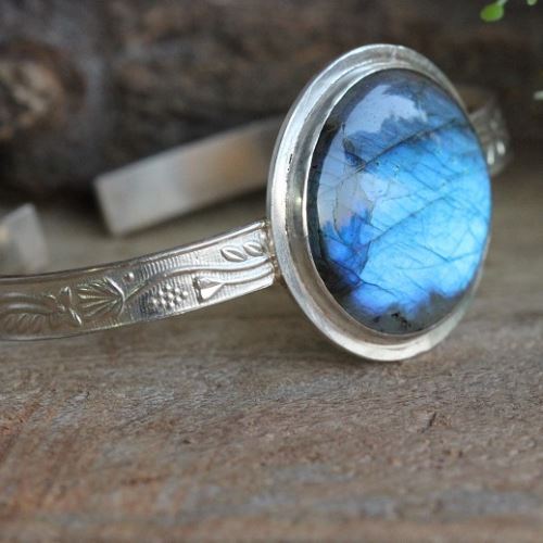 Cuff Labradorite bracelet, Artisan Sterling silver bracelet, Handmade 