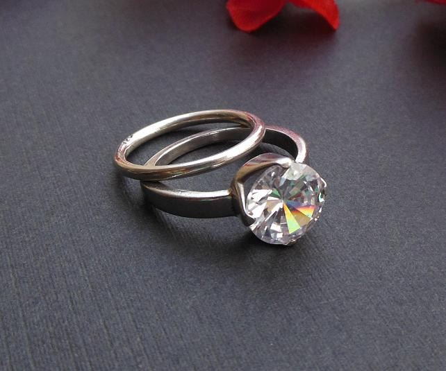 Cz Solitaire ring, Engagement ring, Cz silver ring