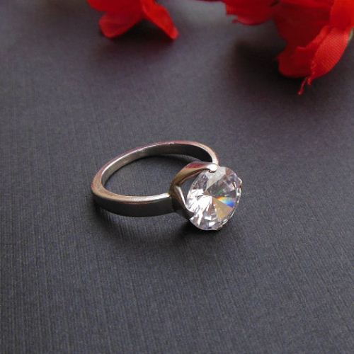 Cz Solitaire ring, Engagement ring, Cz silver ring