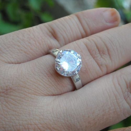 Cz Solitaire ring, Engagement ring, Cz silver ring