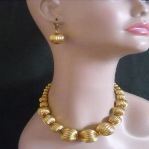 DIVA vintage brass golden necklace earrings set