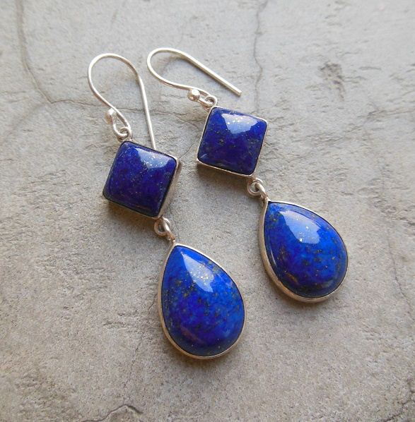 Dangler earrings Lapis lazuli earrings