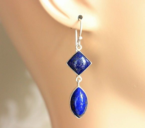 Dangler earrings Lapis lazuli earrings