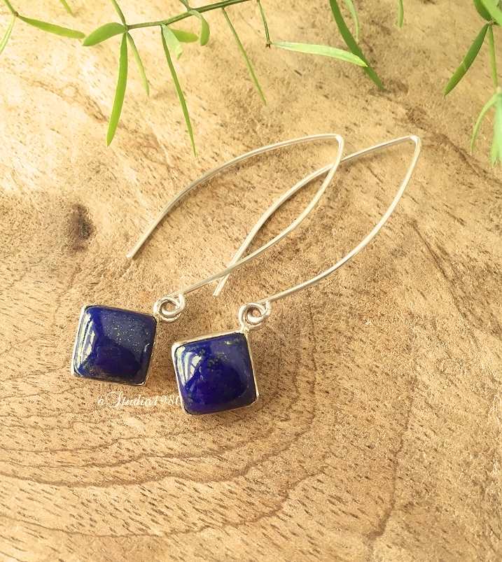 Dangler earrings - Lapis lazuli earrings- Lapis silver earrings
