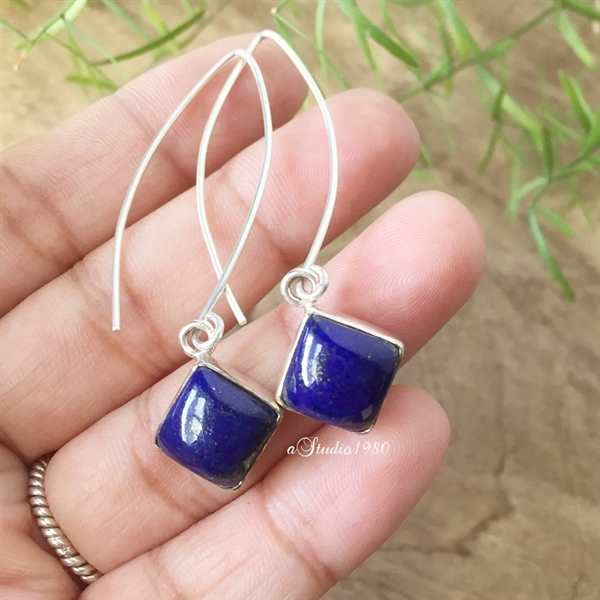 Dangler earrings - Lapis lazuli earrings- Lapis silver earrings