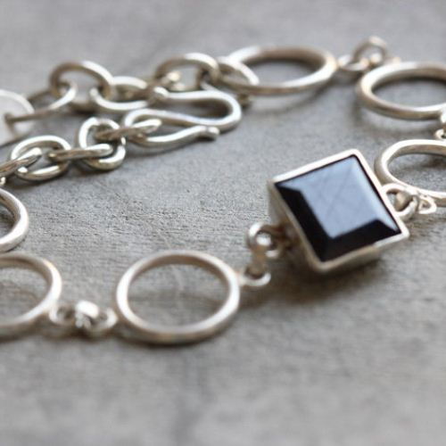 Dark Blue Sapphire Bracelet, Handmade silver bracelet, Gemstone bracelet