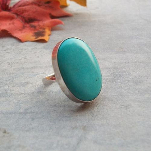 December birthstone rings, Green turquoise silver ring, Oval ring