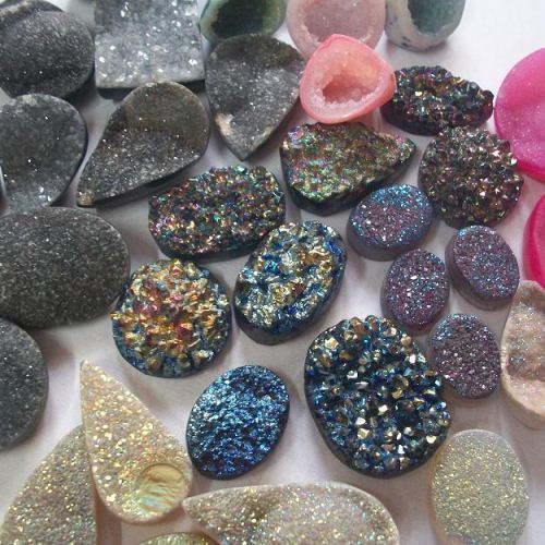 Druzy ring, Druzy quartz rings, Titanium druzy silver ring