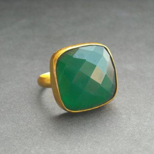Emerald green ring Gold vermeil