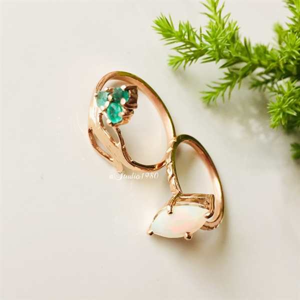 Emerald ring - 14K rose gold Ring - Birthstone ring- gold ring