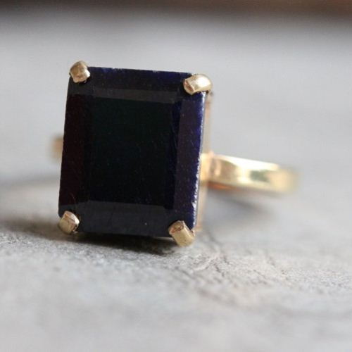 Engagement ring, 18k gold Blue Sapphire ring, September birthstone