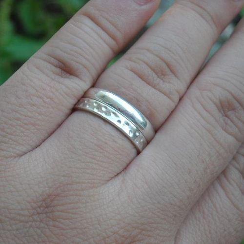 Platinum plated sterling silver wedding bands rings