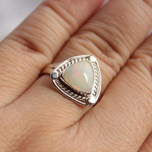 Genuine opal ring, Natural Opal sterling silver ring