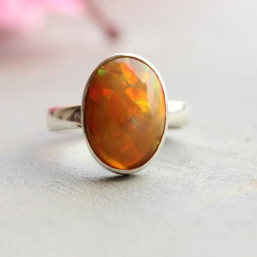 Genuine opal ring, Natural Opal Ring, Mens opal silver ring