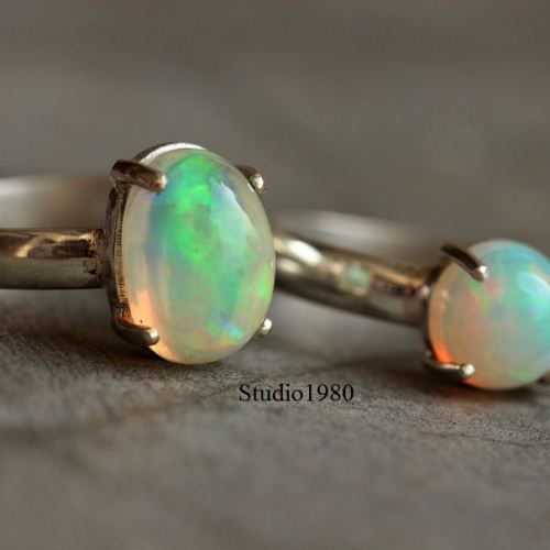 Natural Opal sterling silver ring, Gemstone gift for her