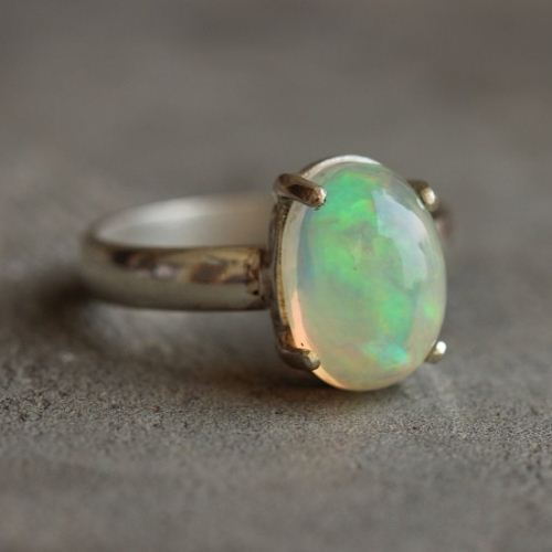 Genuine opal ring, Natural Opal silver ring for women