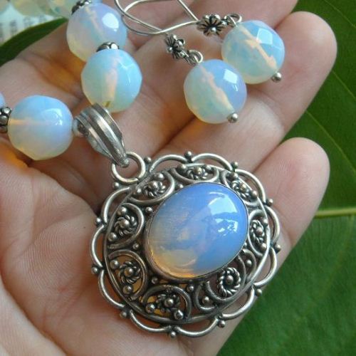 Ethnic silver jewelry Sea glass