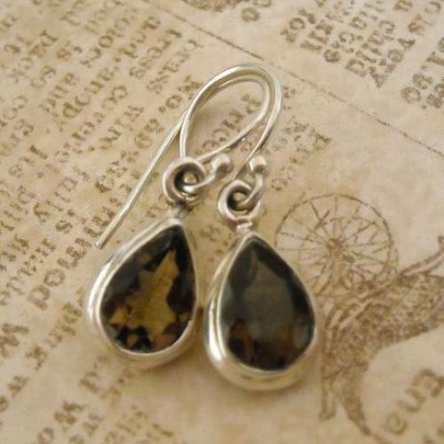Faceted smoky quartz earrings - beautiful earrings made of sterling silver and natural gemstone