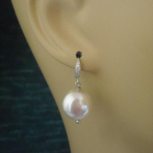 Pearl earrings in sterling silver, Bridal gift ideas