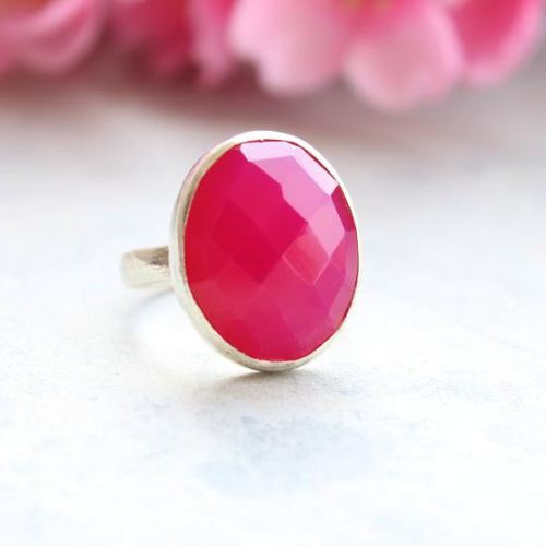 Fuschia Pink ring Pink chalcedony