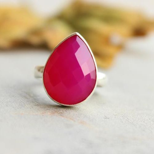 Fuschia Pink ring Pink chalcedony