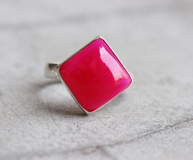 Fuschia Pink ring Pink chalcedony
