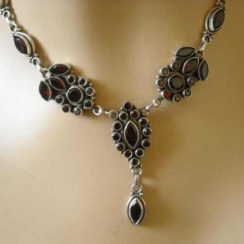 Garnet necklace - bridal necklace jewelry - artisan pendant necklace