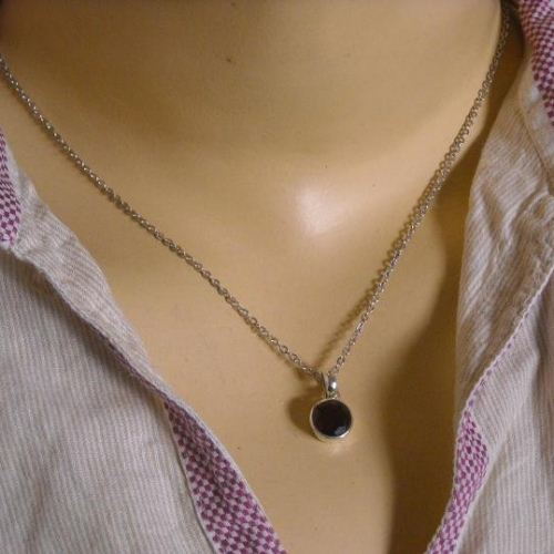 Sterling silver Garnet pendant chain, Red pendant, January birthstone