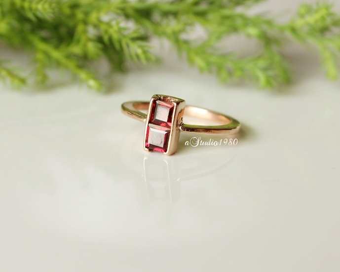 Garnet ring - 14K rose gold Garnet Ring - Engagement ring- gold